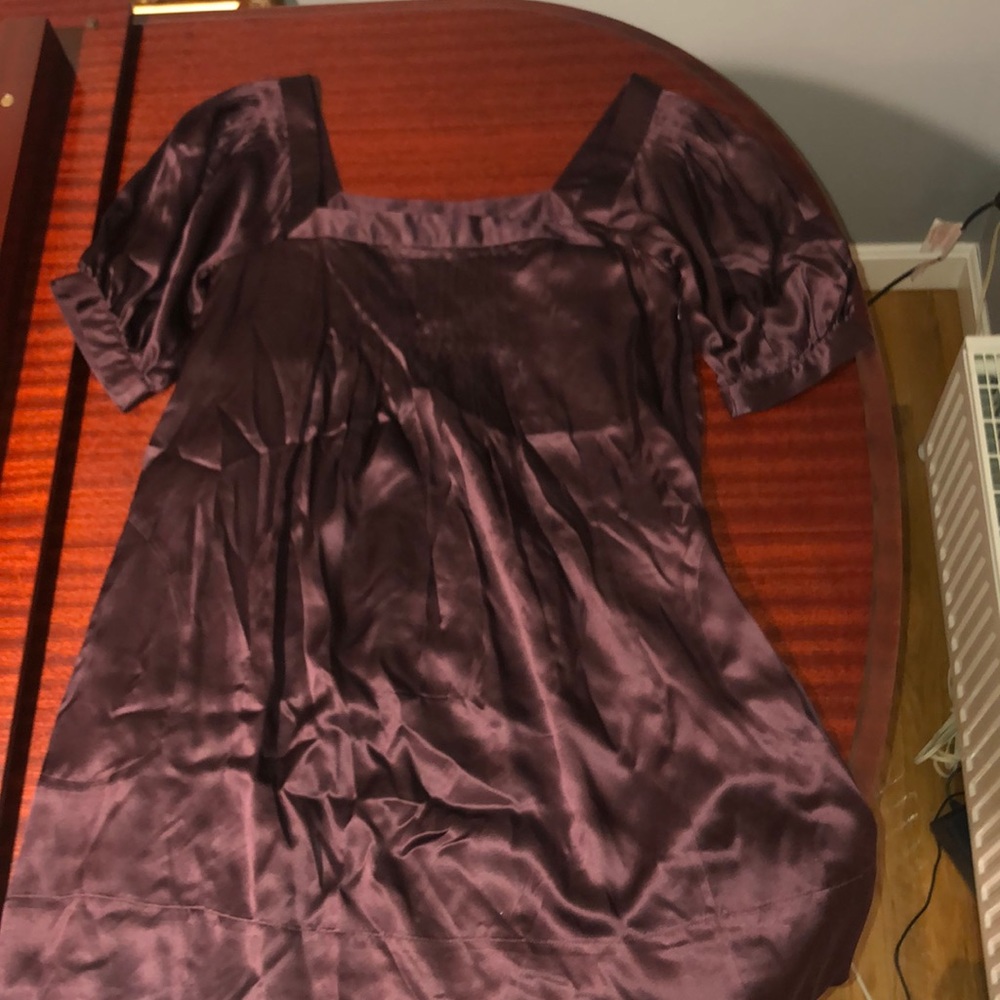 Plum satin babydoll dress